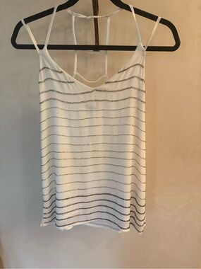 Bar III White Camisole with Silver Stripes